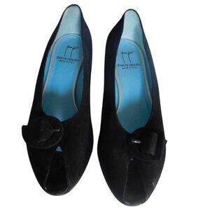 Thierry Rabotin Peep Toe Buckle Suede Heels